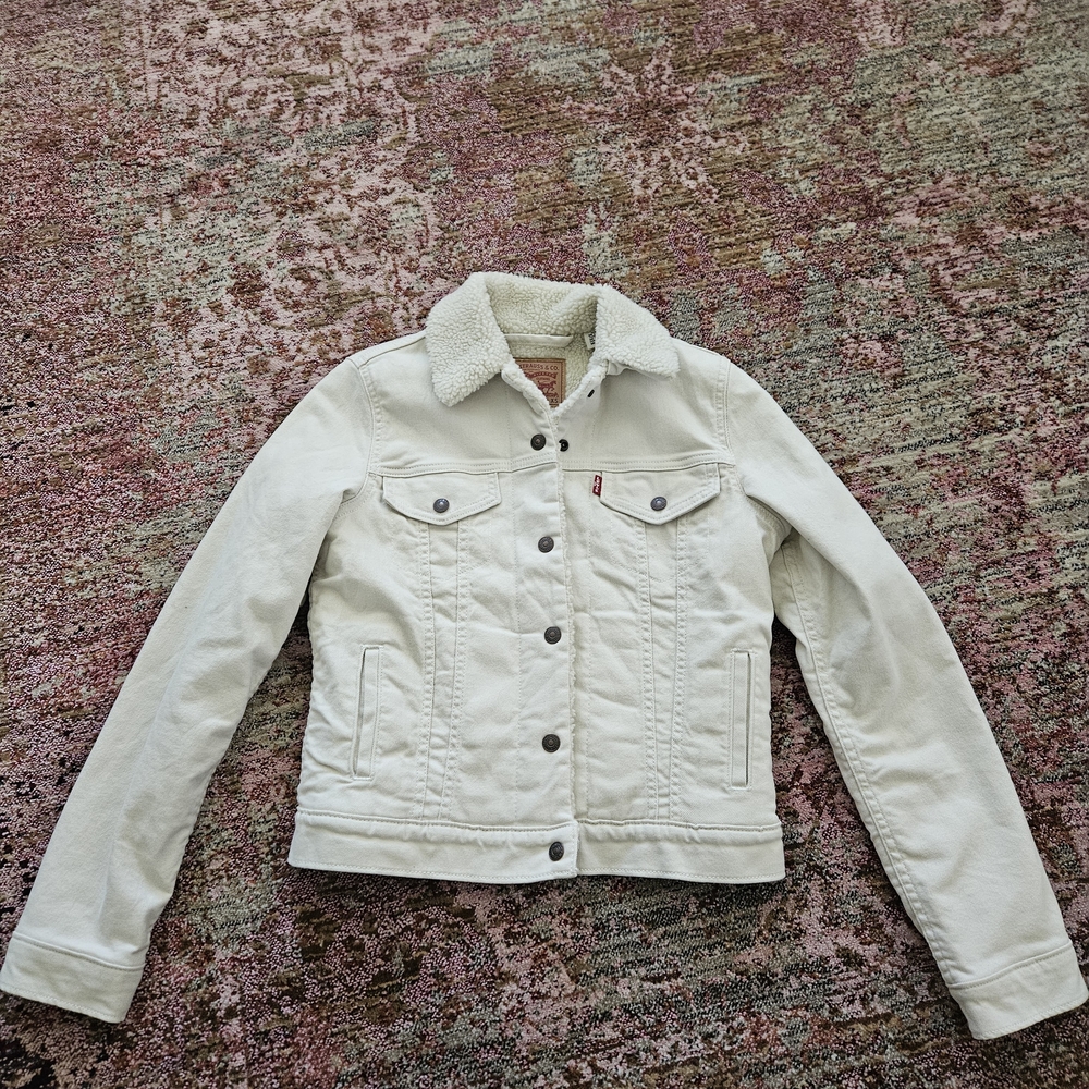 Levi's White Sherpa Trucker Jacket